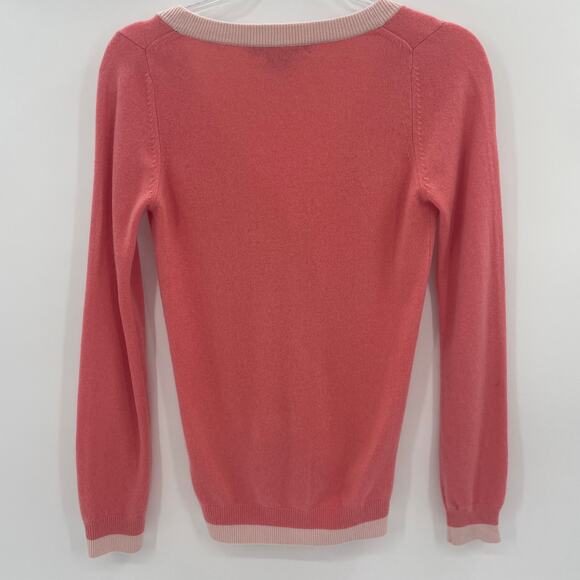 LACOSTE Cashmere Cardigan Womens Size 34 / US Size 2 Pink Preppy V-Neck Sweater - Picture 4 of 10